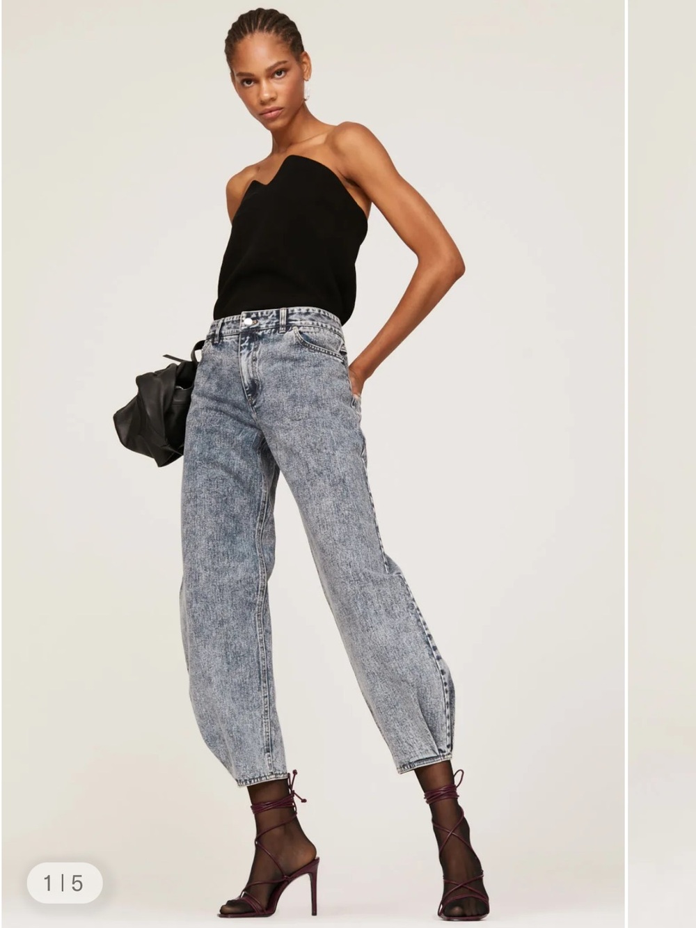 Tibi Brancusi Acid Wash Barrel Leg Jeans